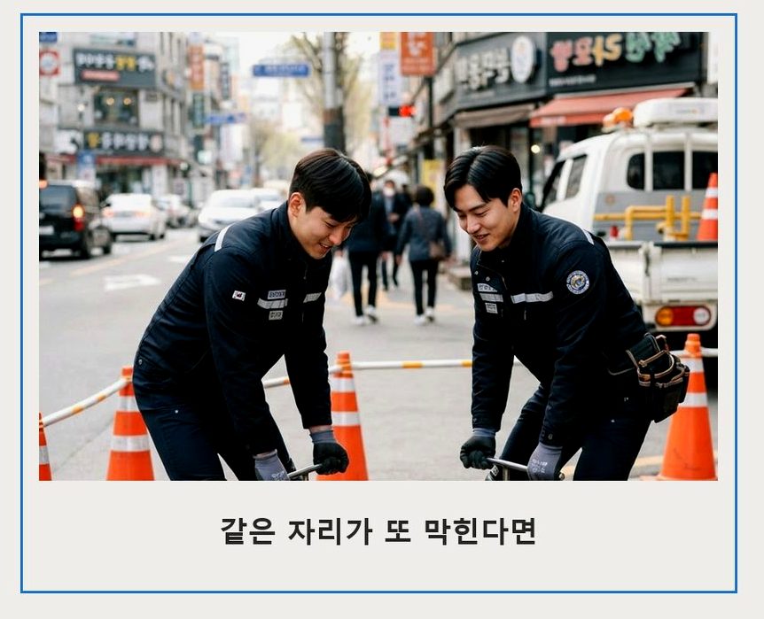 용인시처인구 남동 하수구막힘 고압세척·관통 작업 모습