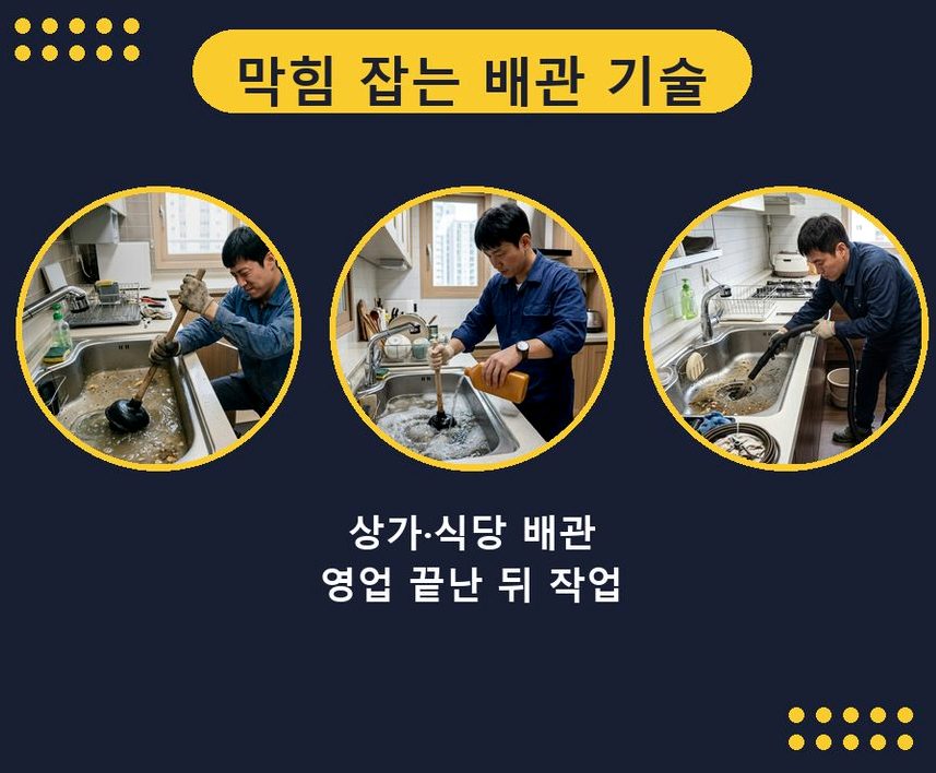 용인시처인구 남동 싱크대막힘 고압세척·관통 작업 모습