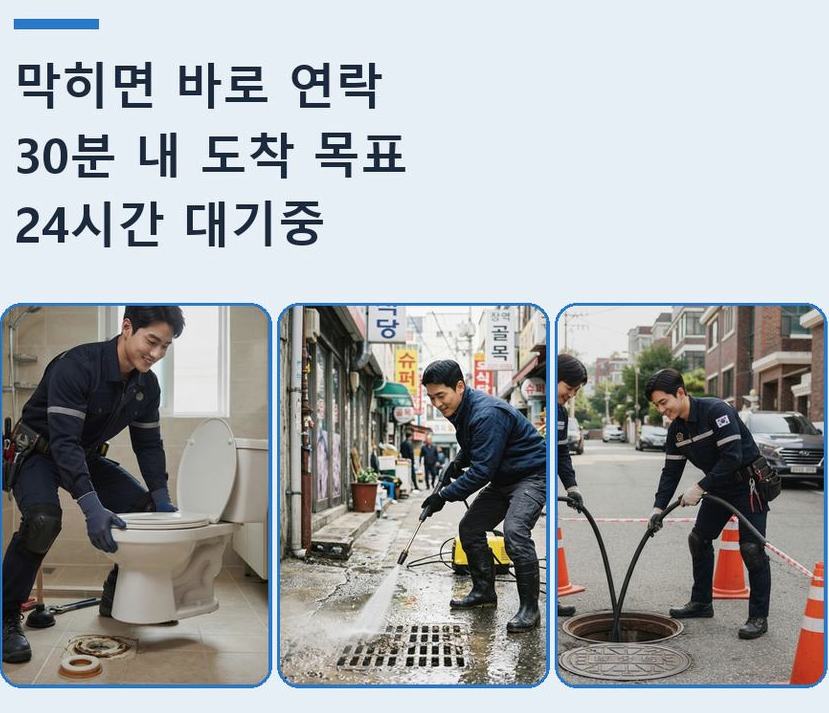 용인시처인구 김량장동 화장실 하수구막힘 업체 현장 작업 사진 - 배관해결사