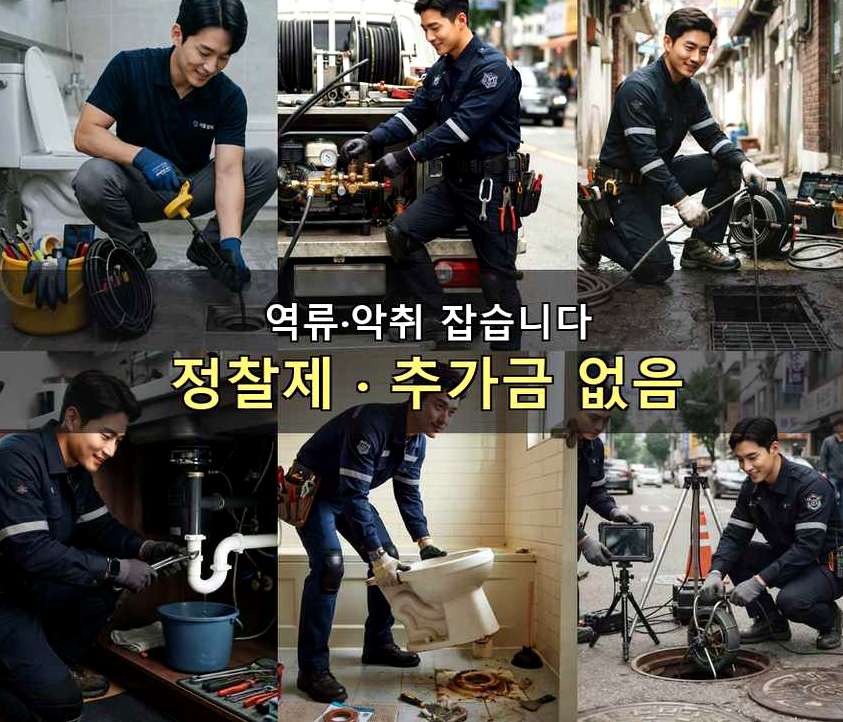 김포시 감정동 싱크대막힘 고압세척·관통 작업 모습