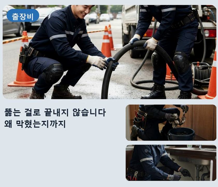 김포시 걸포동 오수관막힘 전문 업체 현장 작업 사진 - 배관해결사