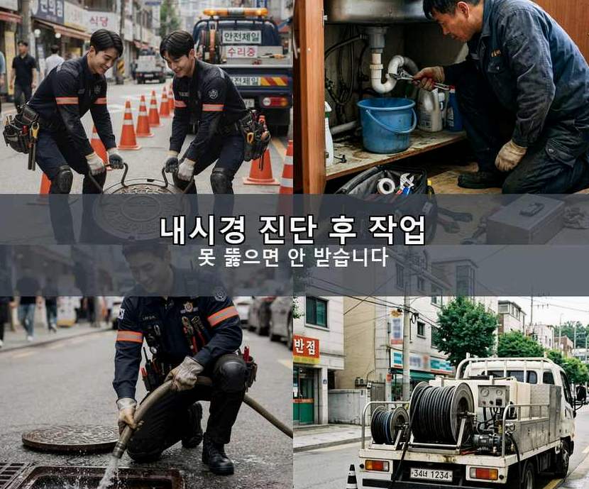김포시 마산동 하수구막힘 고압세척·관통 작업 모습