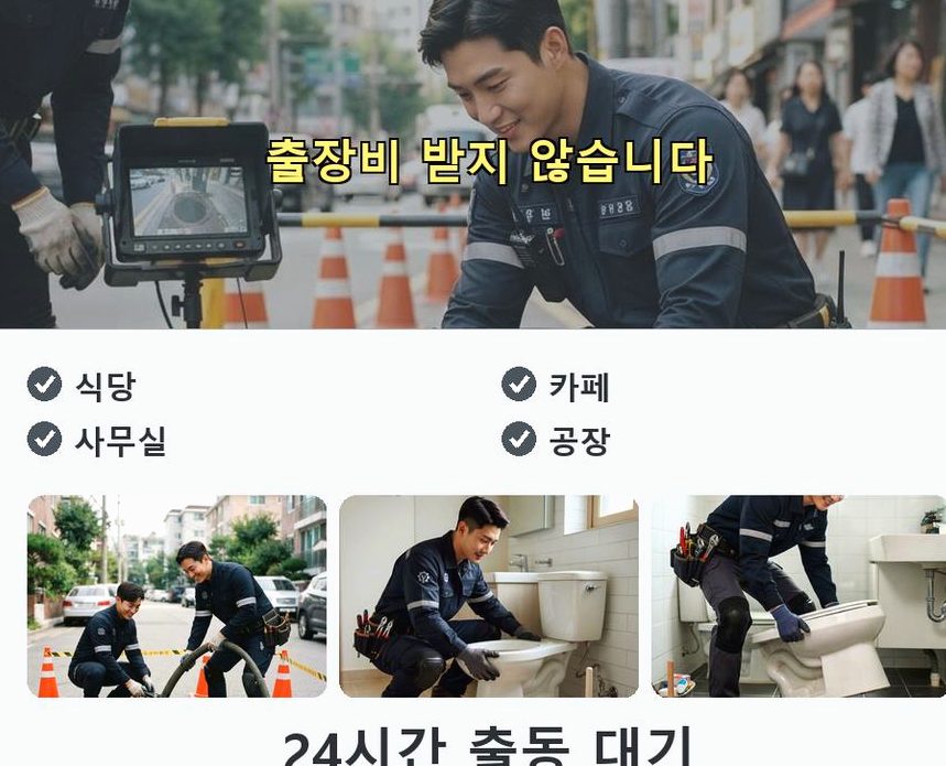 김포시 구래동 세탁기 배수구막힘 비용 현장 작업 사진 - 배관해결사