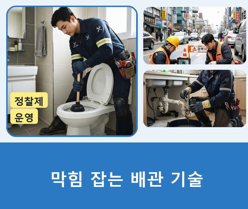 김포시 풍무동 변기막힘 고압세척·관통 작업 모습