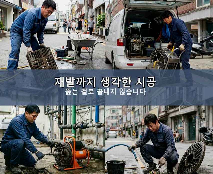 김포시 사우동 변기막힘 뚫음 현장 작업 사진 - 배관해결사
