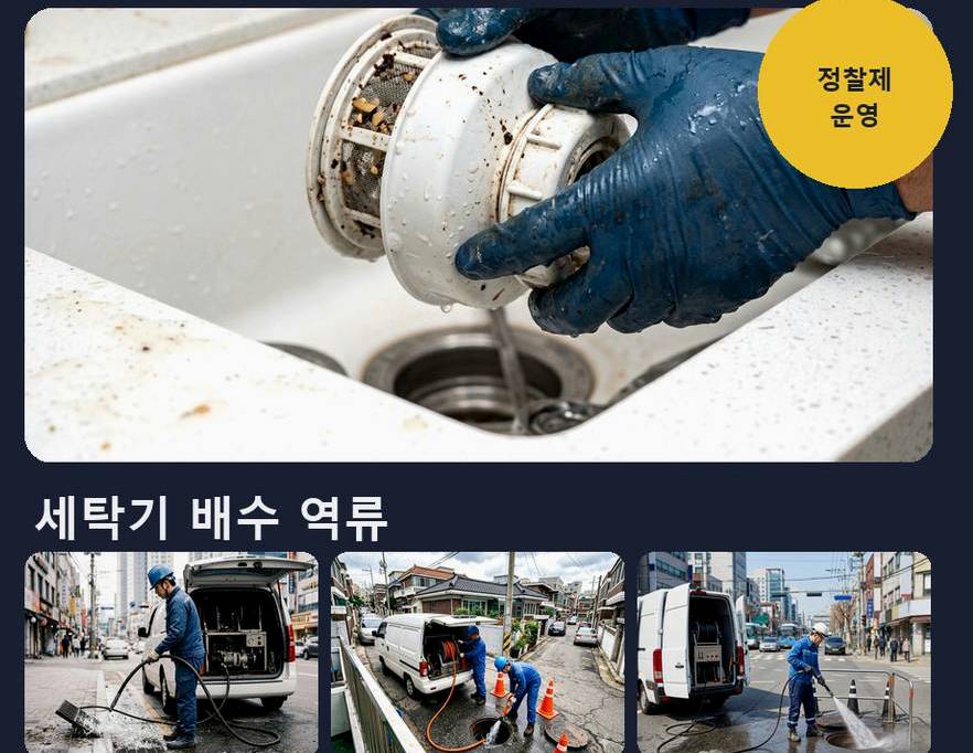 김포시 월곶면갈산리 변기막힘 고압세척·관통 작업 모습