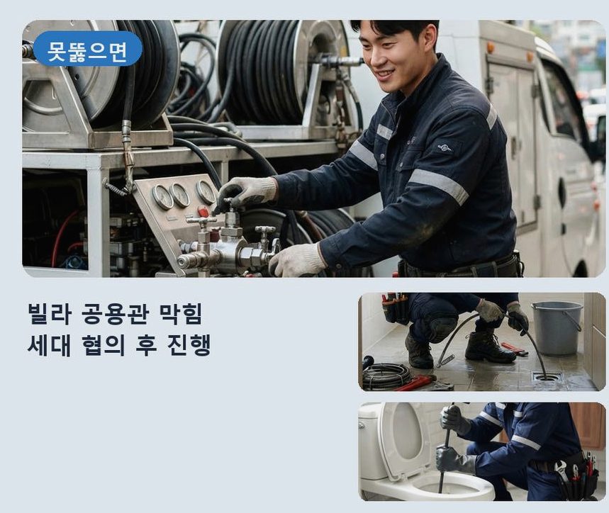 김포시 풍무동 배수구막힘 긴급출동 현장 작업 사진 - 배관해결사