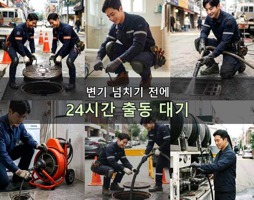 용인시처인구 남동 하수구 역류 출장비 무료 현장 작업 사진 - 배관해결사