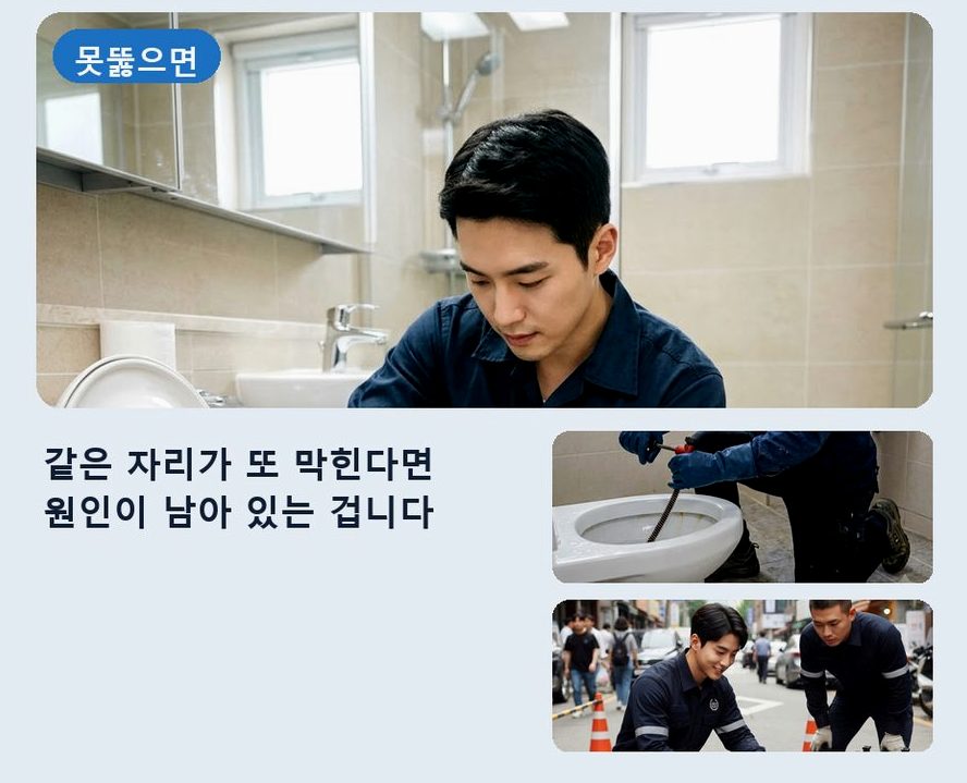 용인시처인구 남사면방아리 오수관막힘 야간 출동 현장 작업 사진 - 배관해결사