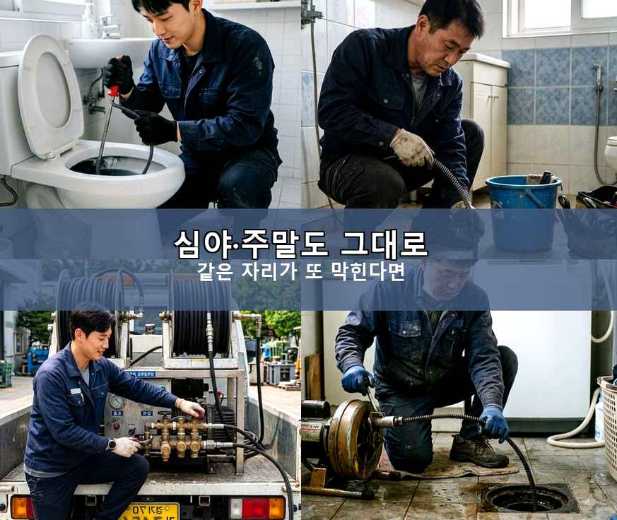 서울 용산구 남영동 세탁기 배수구막힘 긴급출동 현장 작업 사진 - 배관해결사
