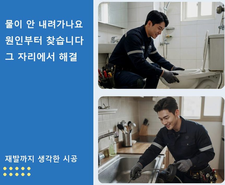 서울 용산구 남영동 욕실 배수구막힘 전문 업체 현장 작업 사진 - 배관해결사
