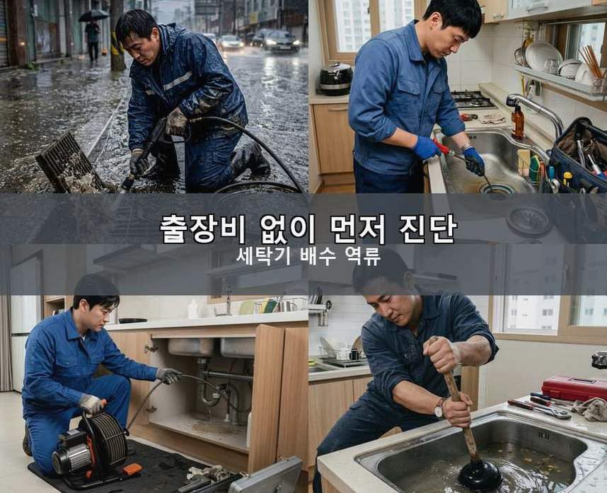 서울 은평구 녹번동 하수구 역류 출장비 무료 현장 작업 사진 - 배관해결사