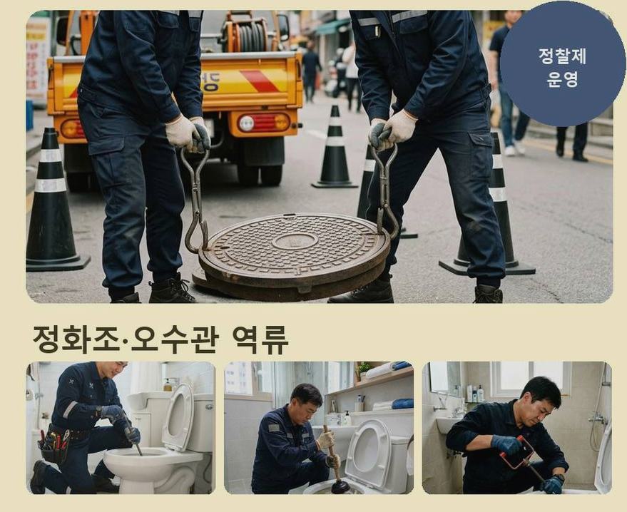 시흥시 논곡동 배수구막힘 가격 안내 현장 작업 사진 - 배관해결사