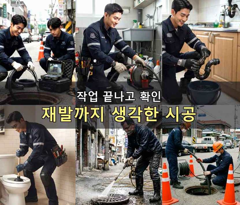 시흥시 논곡동 싱크대막힘 야간 출동 현장 작업 사진 - 배관해결사