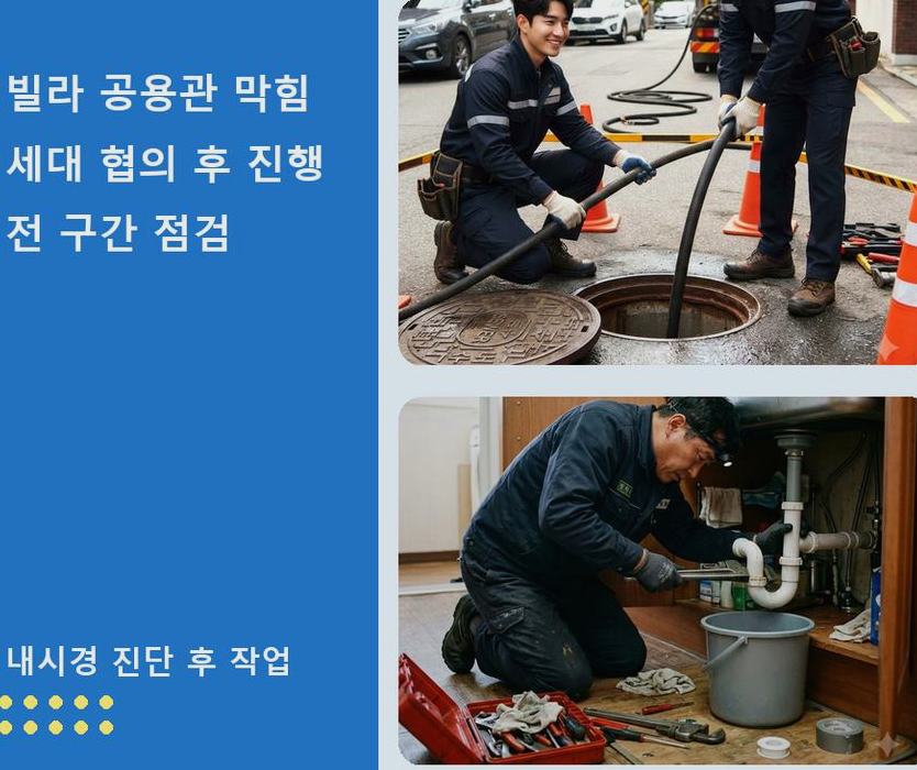 안양시동안구 비산동 싱크대막힘 고압세척·관통 작업 모습