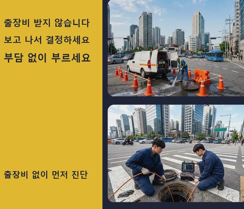 군포시 당동 배수구막힘 긴급출동 현장 작업 사진 - 배관해결사