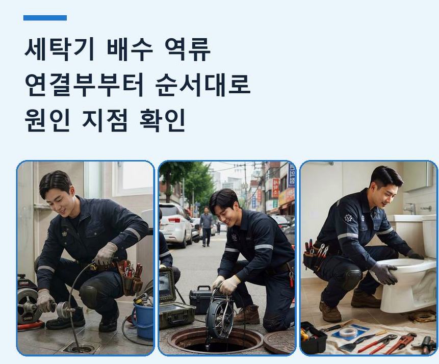 군포시 당동 베란다 배수구막힘 긴급출동 현장 작업 사진 - 배관해결사