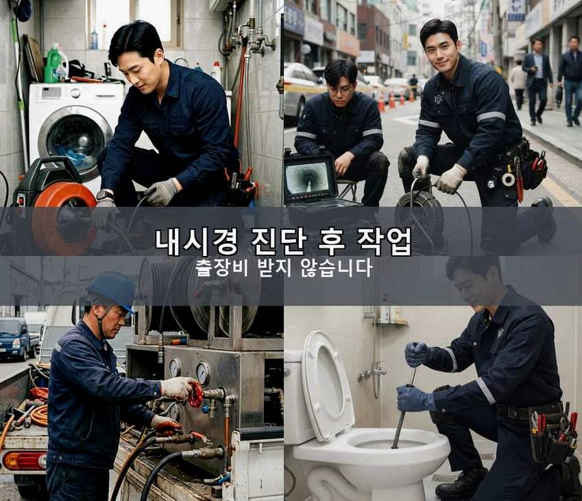 군포시 당동 오수관막힘 고압세척·관통 작업 모습