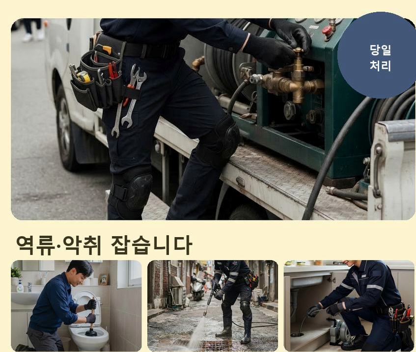 군포시 당정동 고압세척 24시 출동 현장 작업 사진 - 배관해결사