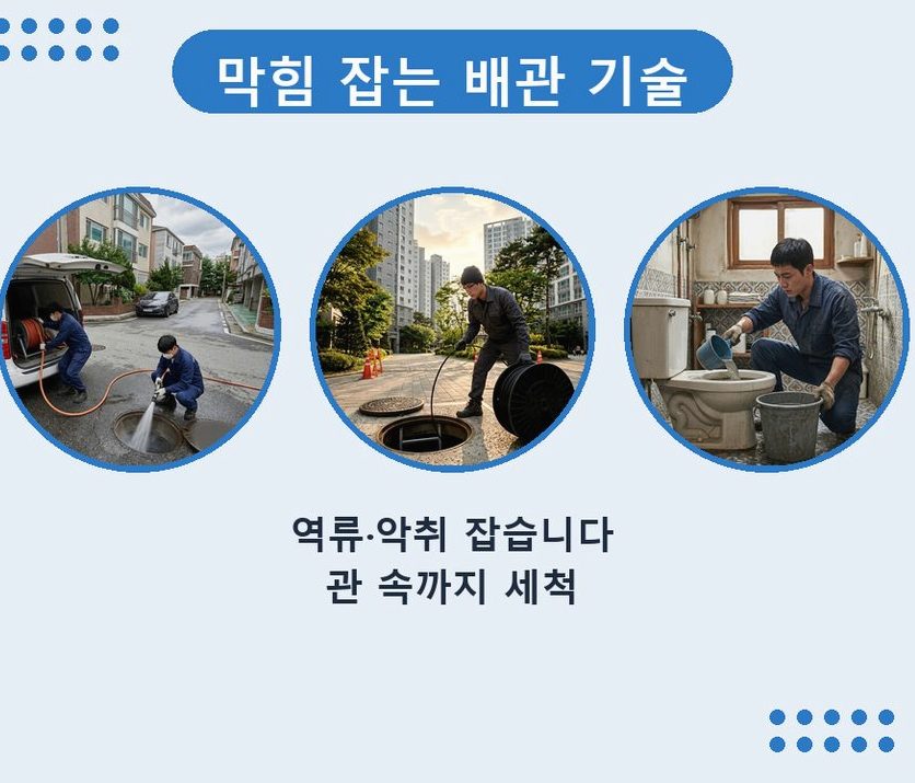 군포시 당정동 세면대막힘 뚫음 현장 작업 사진 - 배관해결사