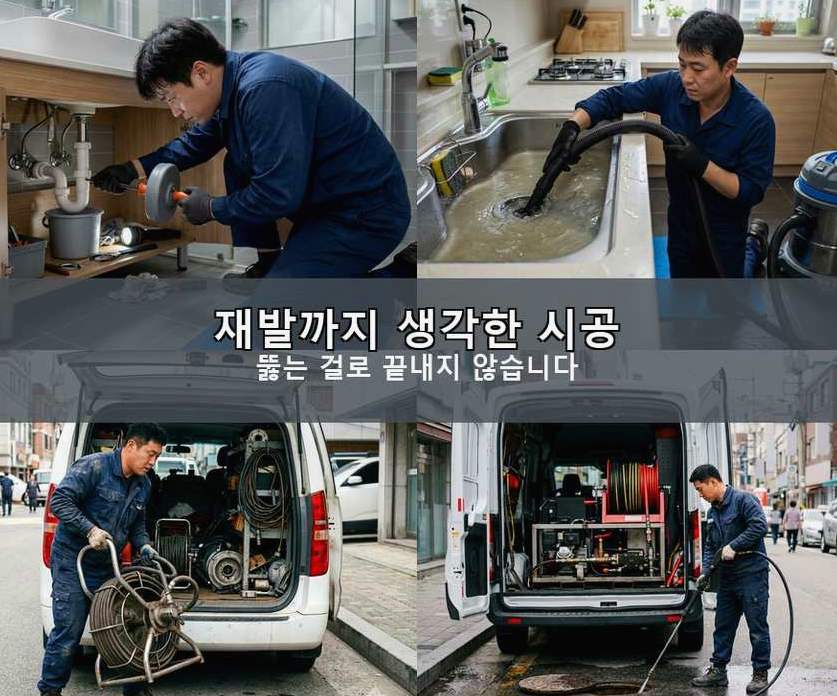 군포시 당정동 하수구 역류 24시 출동 현장 작업 사진 - 배관해결사