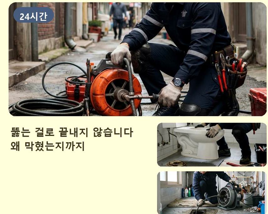 김포시 대곶면거물대리 베란다 배수구막힘 뚫음 현장 작업 사진 - 배관해결사