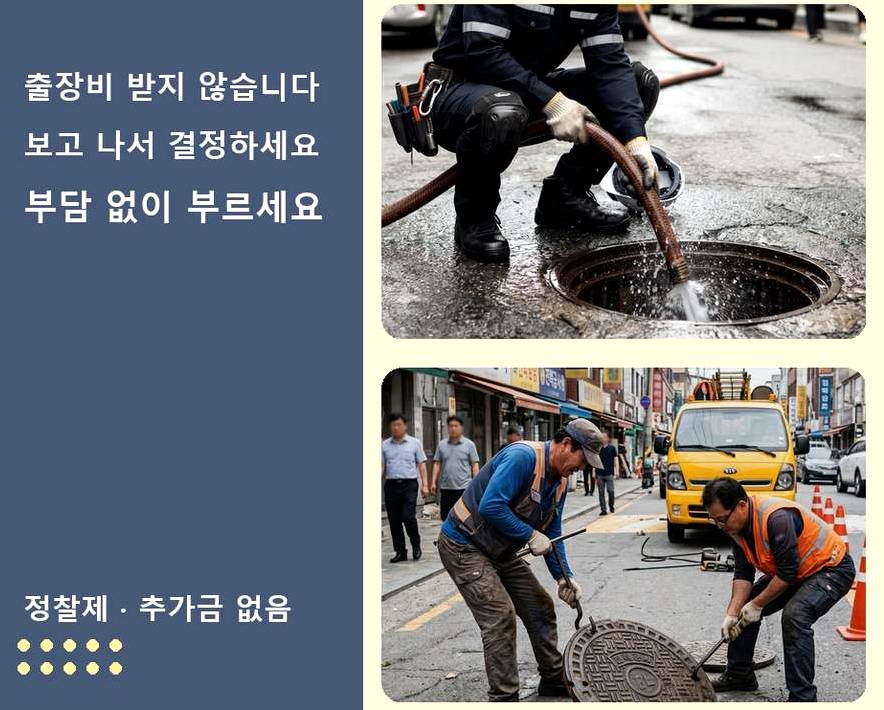 안산시단원구 대부남동 주방 하수구막힘 24시 출동 현장 작업 사진 - 배관해결사