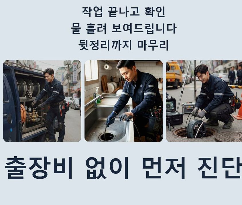 안산시단원구 목내동 변기막힘 고압세척·관통 작업 모습