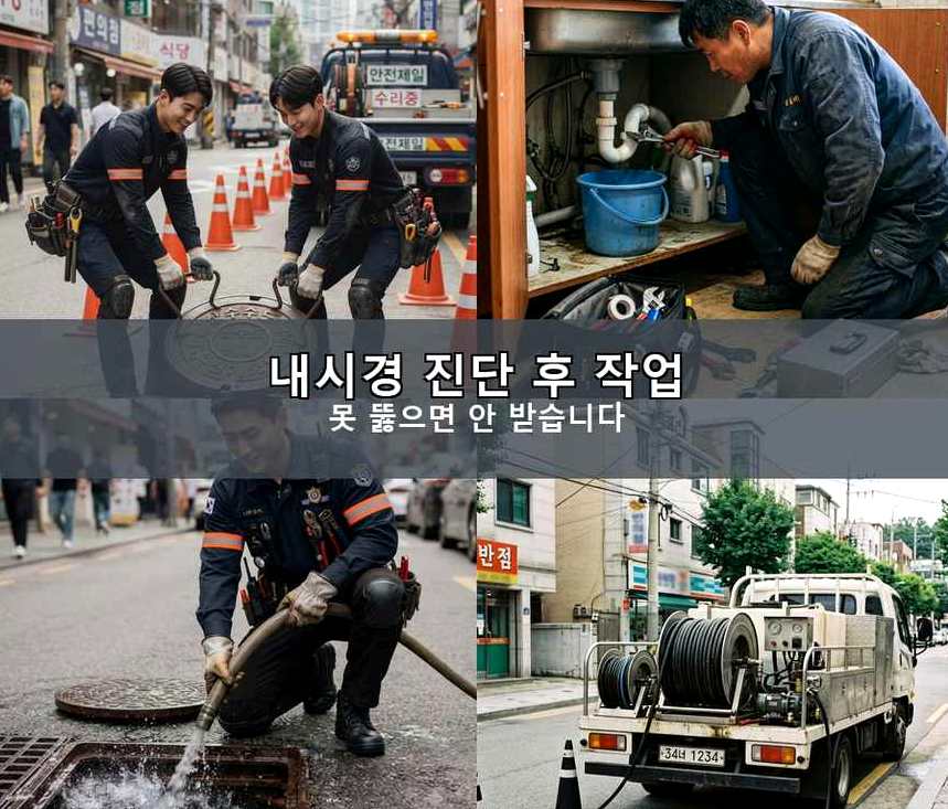 안산시단원구 대부동동 욕실 배수구막힘 빠른 해결 현장 작업 사진 - 배관해결사