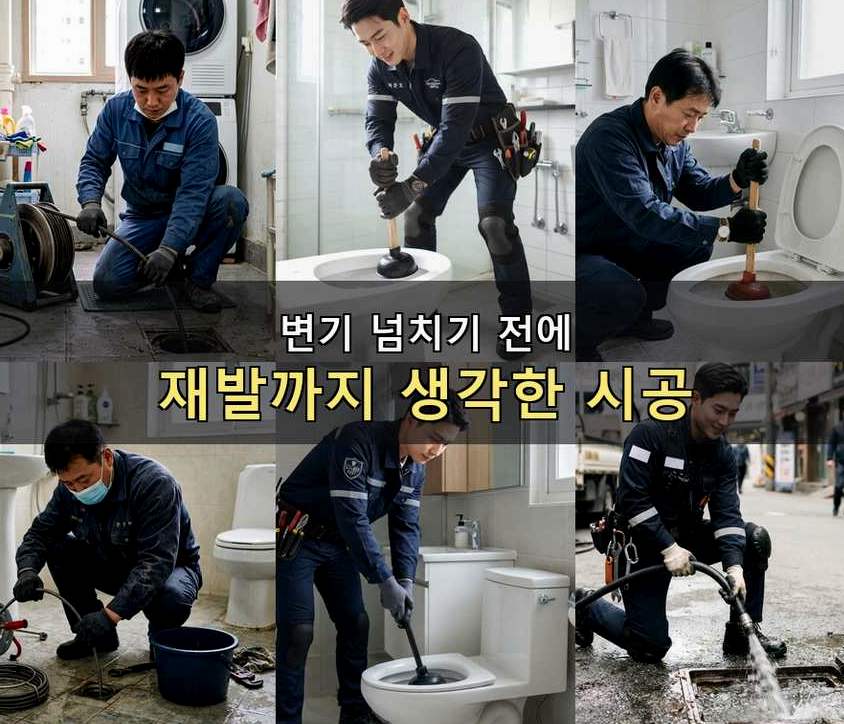 안산시단원구 대부북동 베란다 배수구막힘 긴급출동 현장 작업 사진 - 배관해결사