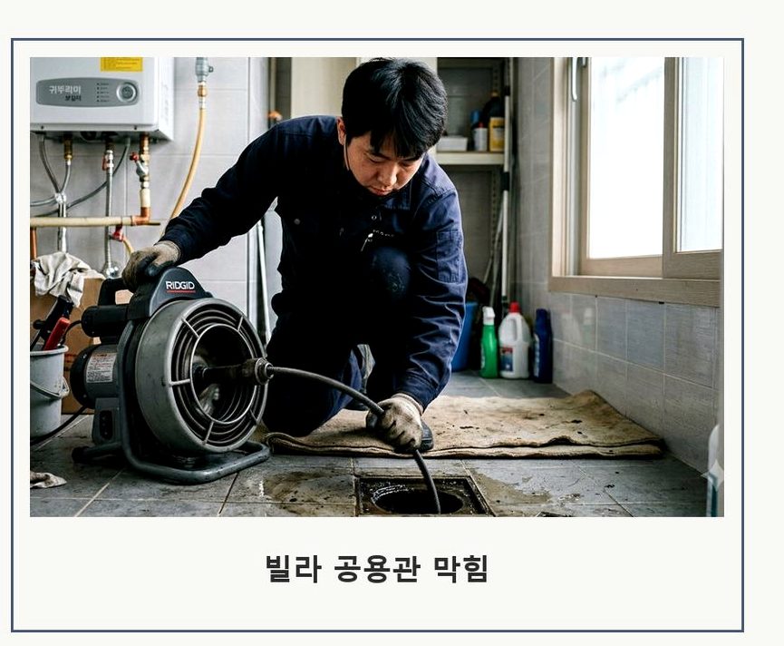 안산시단원구 대부북동 세탁기 배수구막힘 원인 진단 현장 작업 사진 - 배관해결사