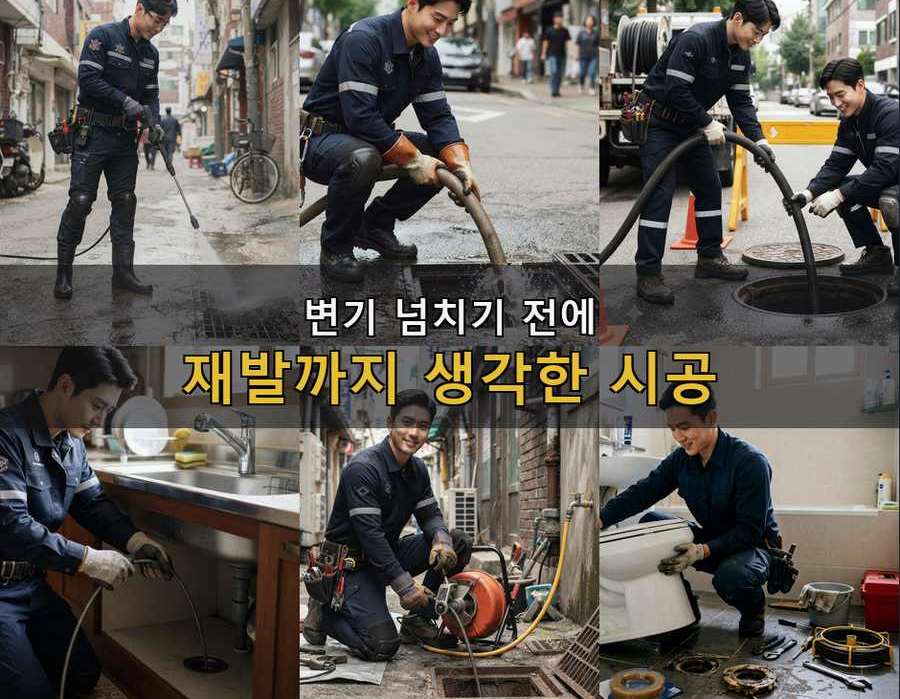 안산시단원구 대부북동 정화조막힘 원인 진단 현장 작업 사진 - 배관해결사