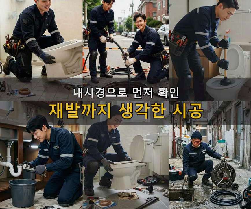 안산시단원구 목내동 배수구막힘 고압세척·관통 작업 모습