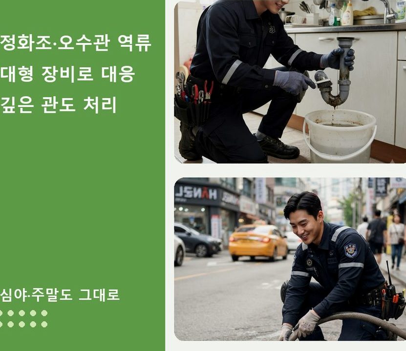 서울 은평구 대조동 주방 하수구막힘 야간 출동 현장 작업 사진 - 배관해결사