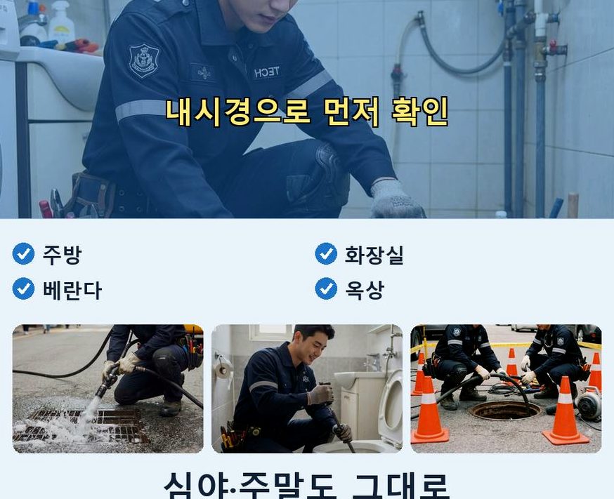 서울 은평구 응암동 하수구막힘 고압세척·관통 작업 모습