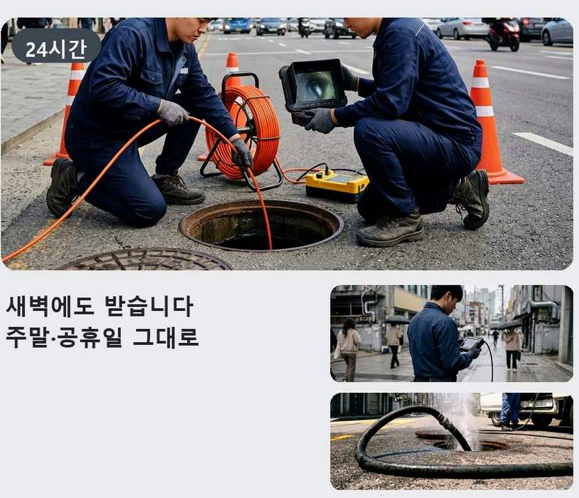 서울 은평구 대조동 화장실 하수구막힘 야간 출동 현장 작업 사진 - 배관해결사