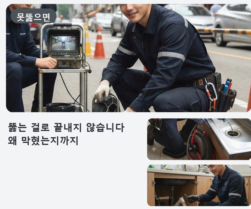 옹진군 대청면대청리 베란다 배수구막힘 가격 안내 현장 작업 사진 - 배관해결사