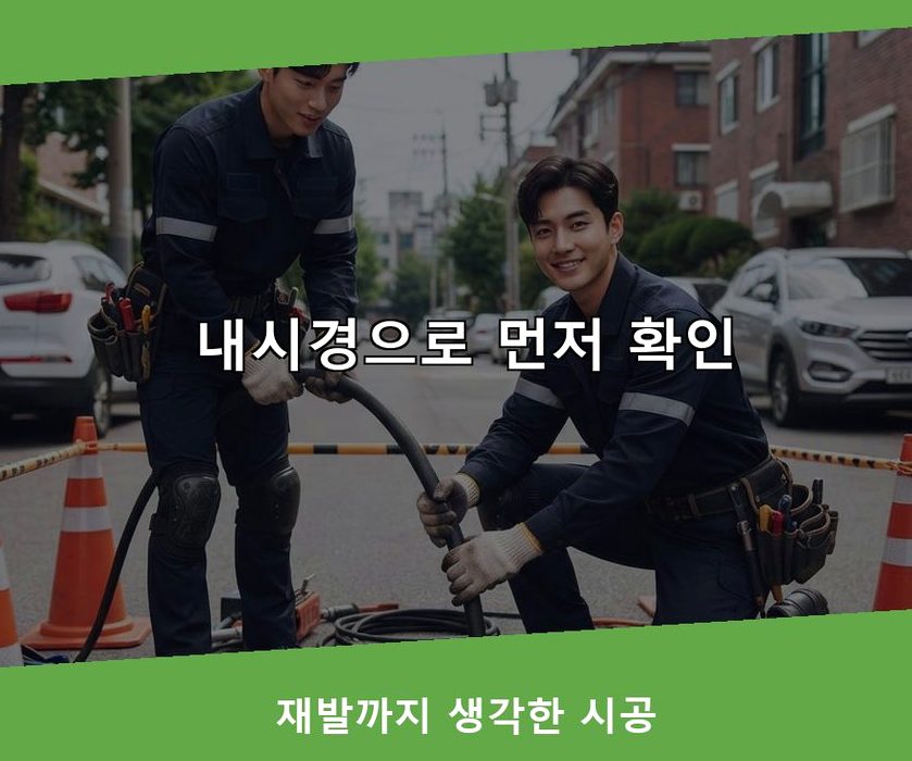 옹진군 대청면대청리 하수구 역류 야간 출동 현장 작업 사진 - 배관해결사