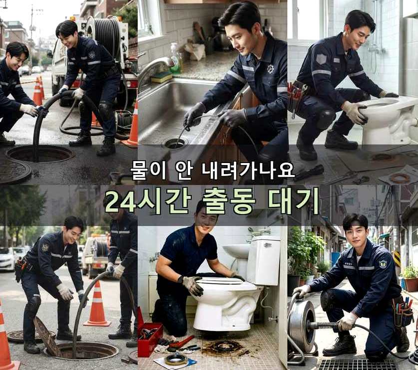 이천시 설성면금당리 배수구막힘 고압세척·관통 작업 모습