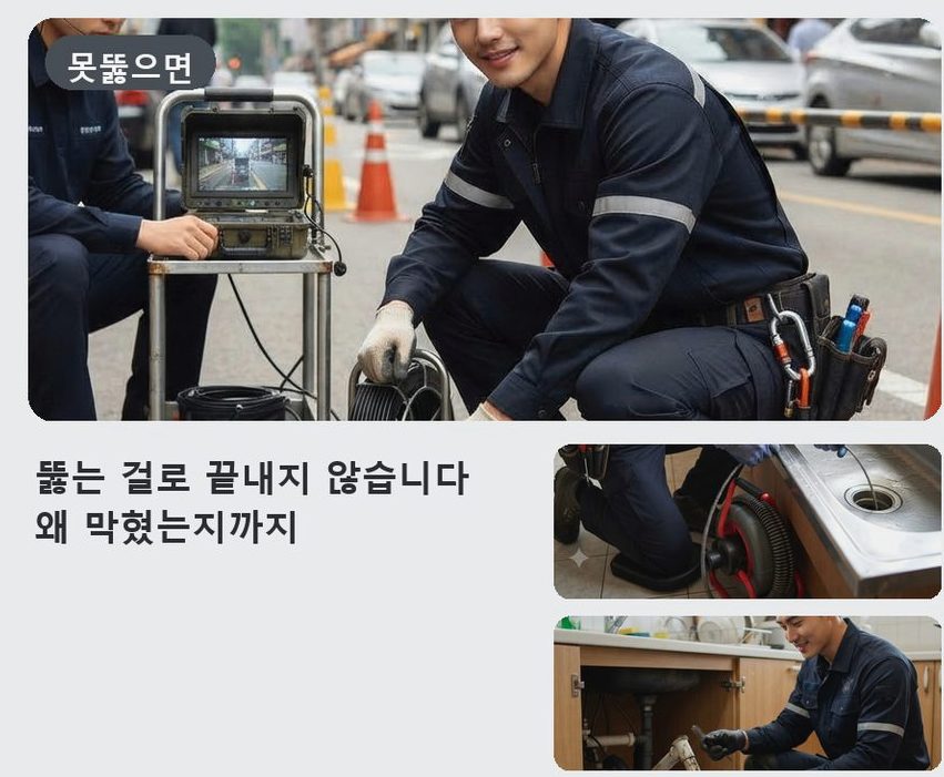 옹진군 덕적면굴업리 화장실 하수구막힘 업체 현장 작업 사진 - 배관해결사