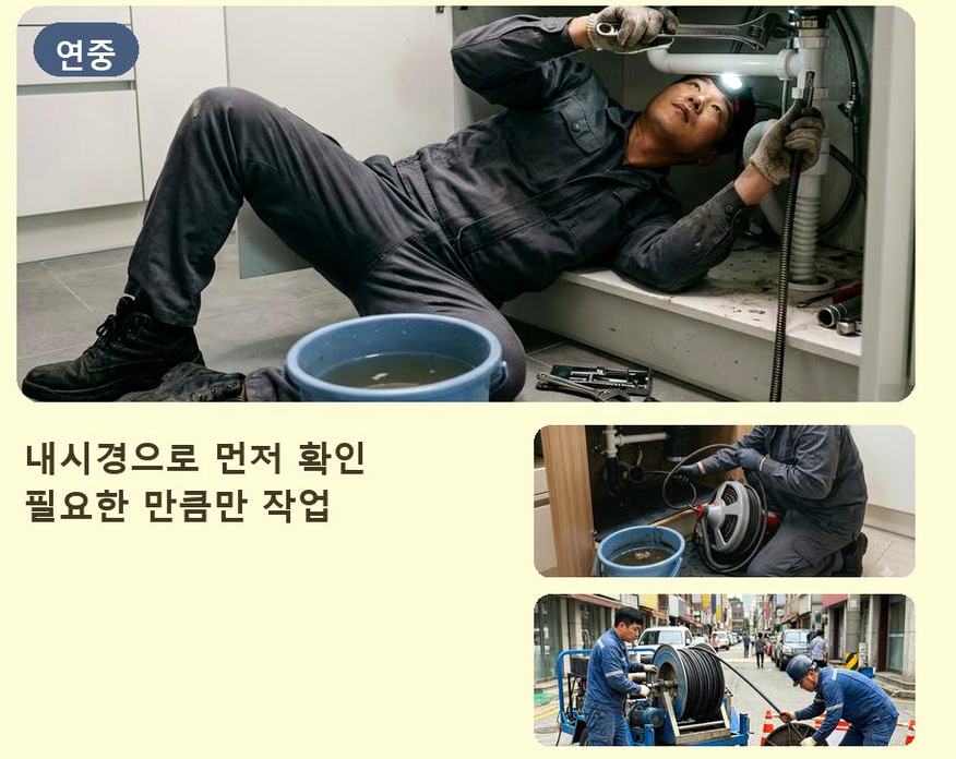 남양주시 도농동 하수구 냄새 뚫음 현장 작업 사진 - 배관해결사