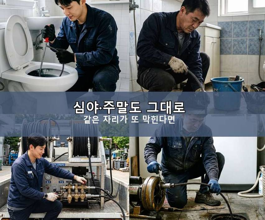 군포시 도마교동 변기막힘 긴급출동 현장 작업 사진 - 배관해결사
