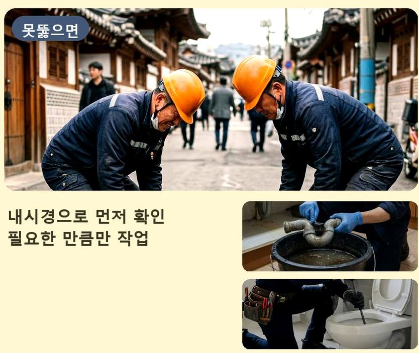 서울 용산구 도원동 싱크대막힘 출장비 무료 현장 작업 사진 - 배관해결사