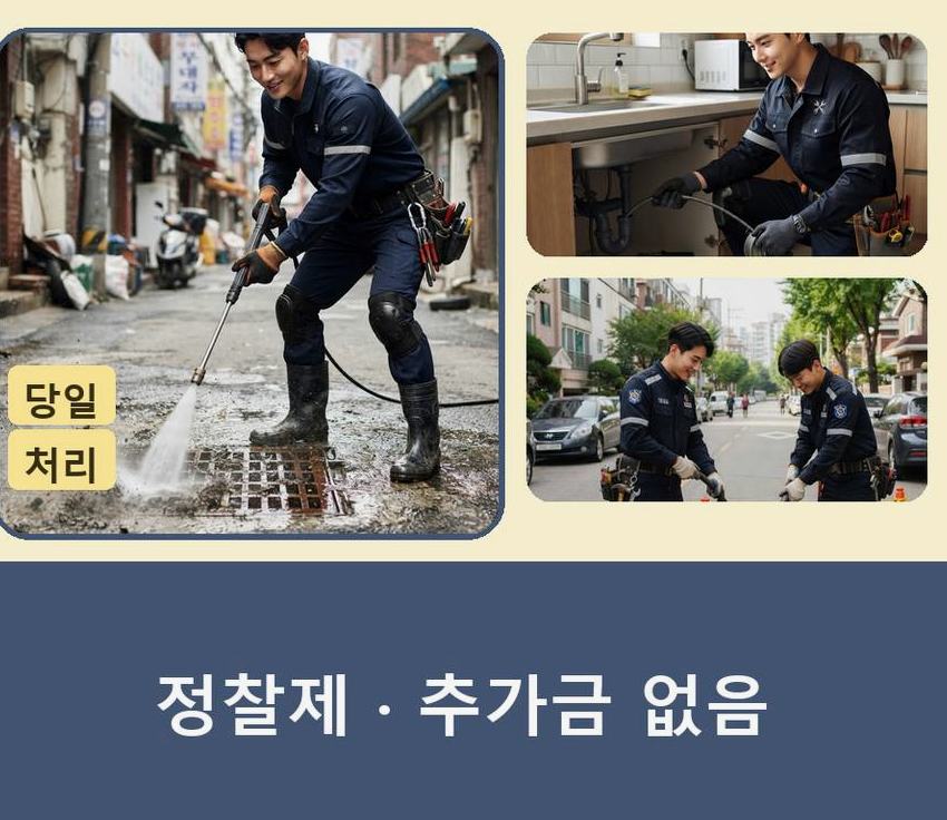 서울 용산구 도원동 하수구 냄새 뚫음 현장 작업 사진 - 배관해결사