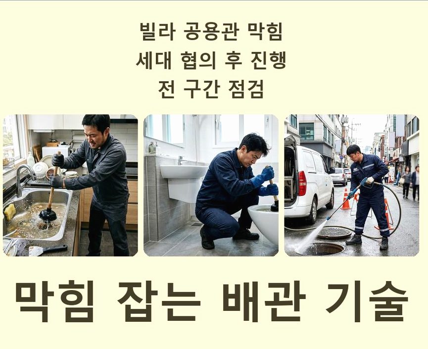 서울 용산구 동빙고동 싱크대막힘 고압세척·관통 작업 모습