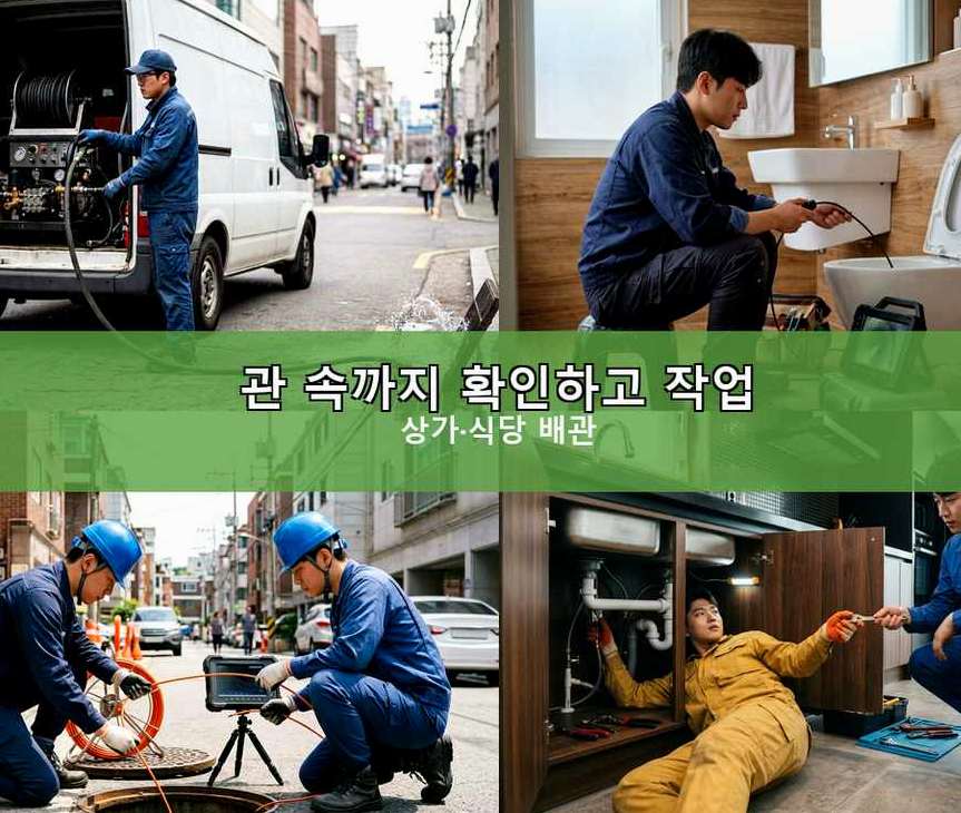 평택시 동삭동 배수구막힘 고압세척·관통 작업 모습