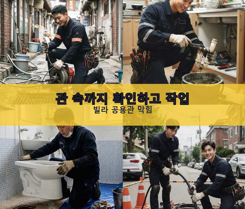 구리시 인창동 배수구막힘 고압세척·관통 작업 모습
