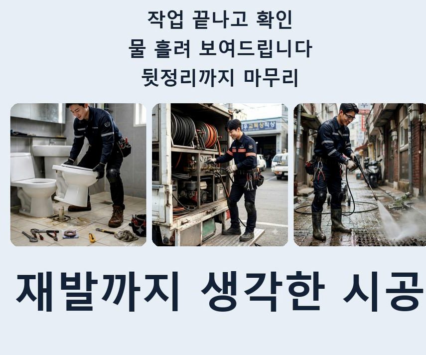 구리시 동구동 배수구막힘 고압세척·관통 작업 모습