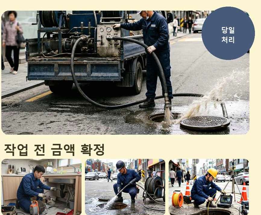 구리시 동구동 정화조막힘 긴급출동 현장 작업 사진 - 배관해결사