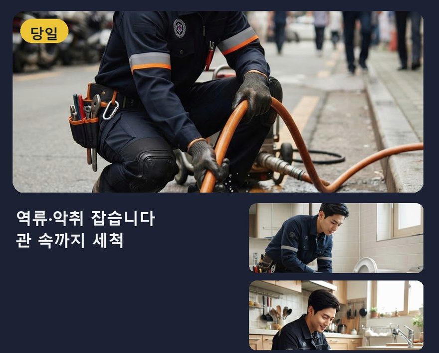 구리시 동구동 화장실 하수구막힘 업체 현장 작업 사진 - 배관해결사
